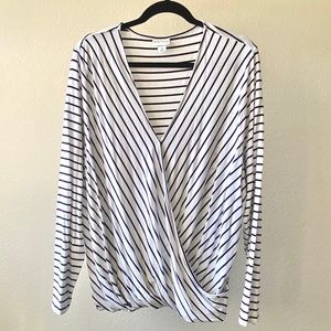 Ava & Viv striped faux wrap top
